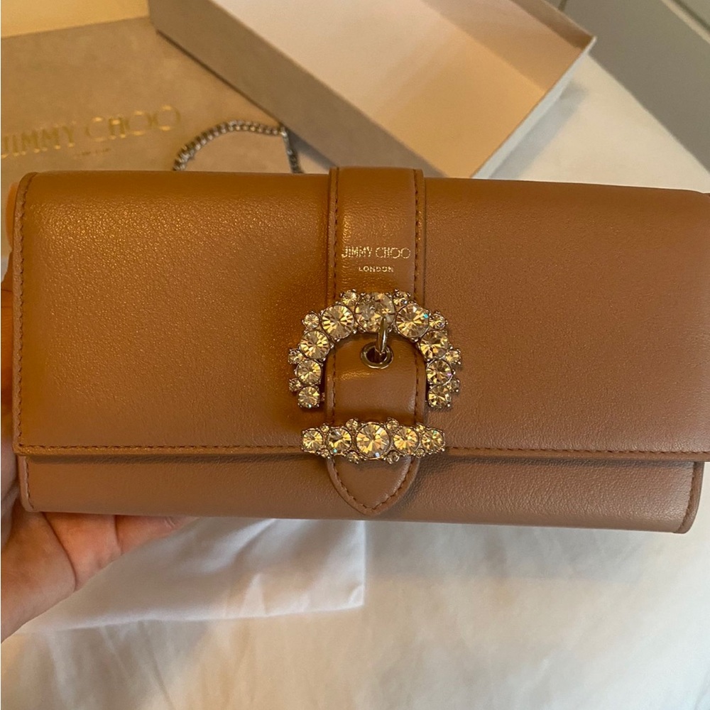 Jimmy Choo Cheri Wallet on Chain / Clutch
Nude with Crystal Detail